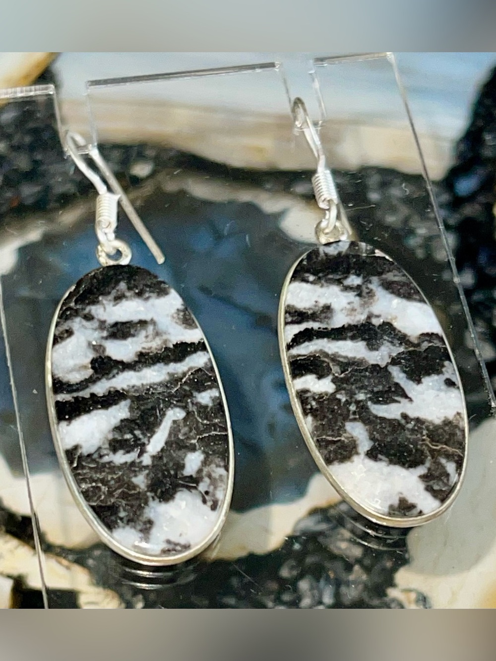 White Buffalo Turquoise Crystal Earrings 2”